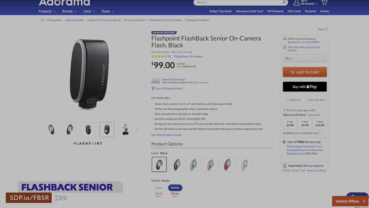 Flashback Senior flash unfolding with bulb popping out