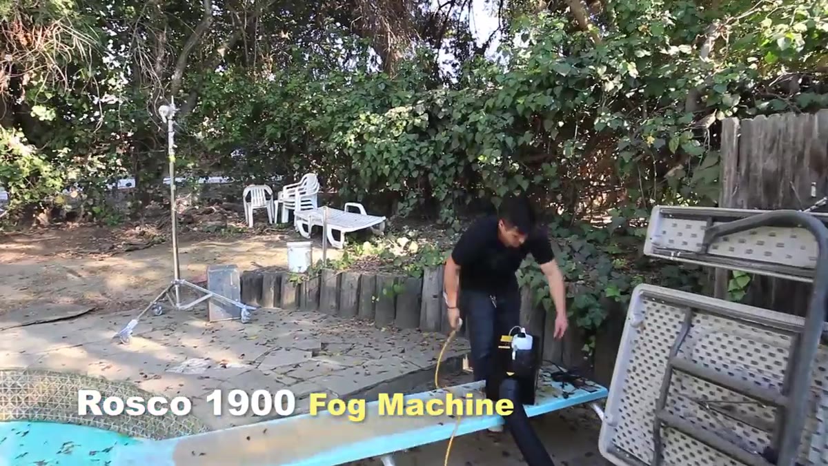 Two Rosco smoke machines positioned around the set