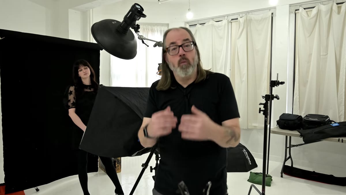 Beauty dish with grid positioned close above subject