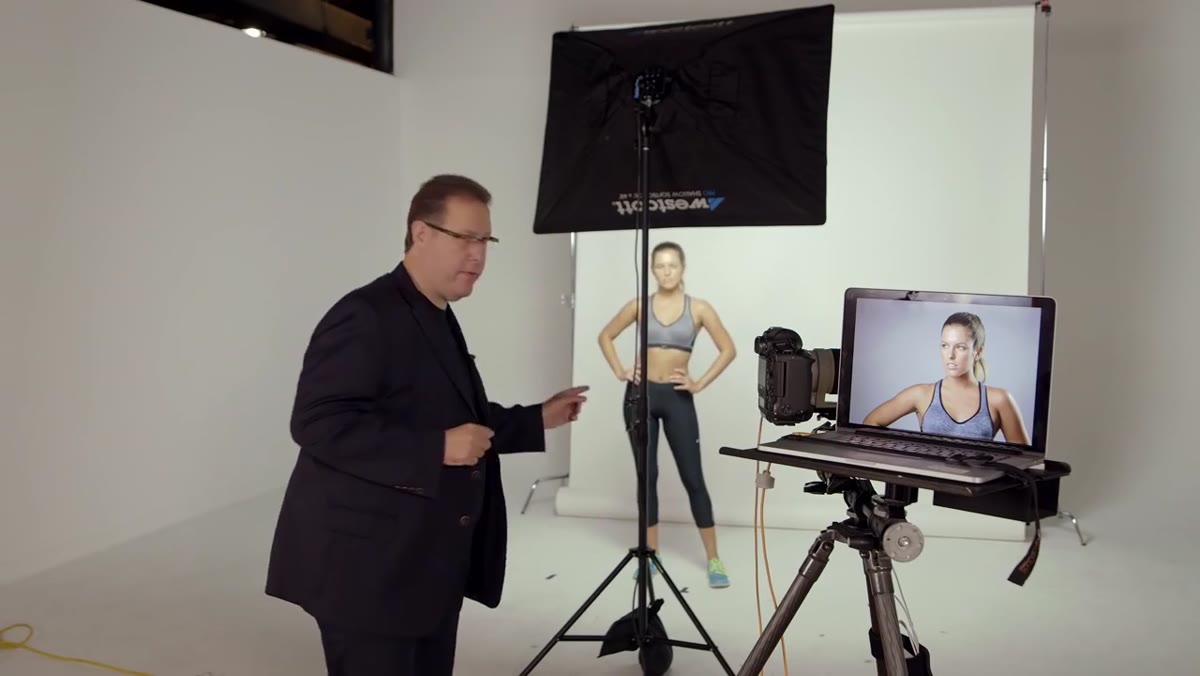 Large softbox rotated horizontal above subject&rsquo;s eyeline