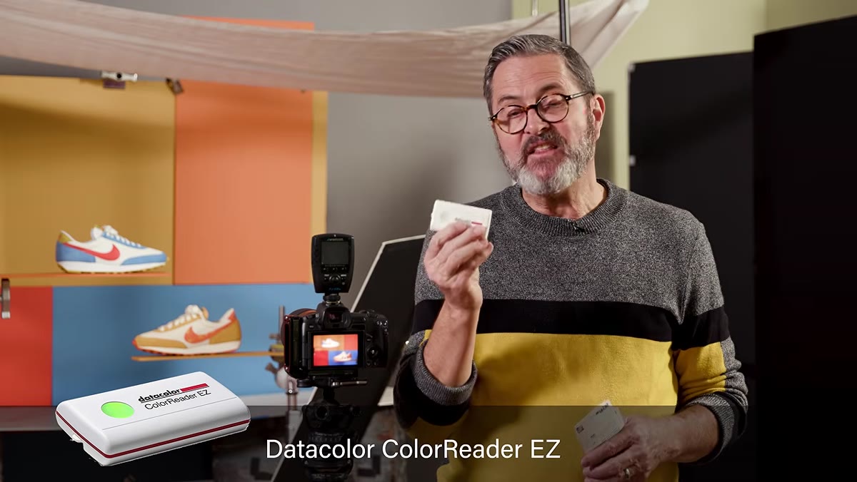 Datacolor ColorReader EZ pressed against Nike shoe surface