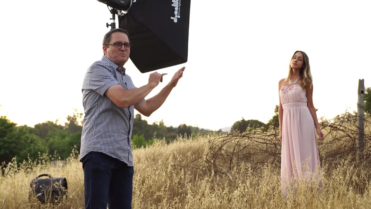 Softbox aimed directly at subject, lighting everything evenly