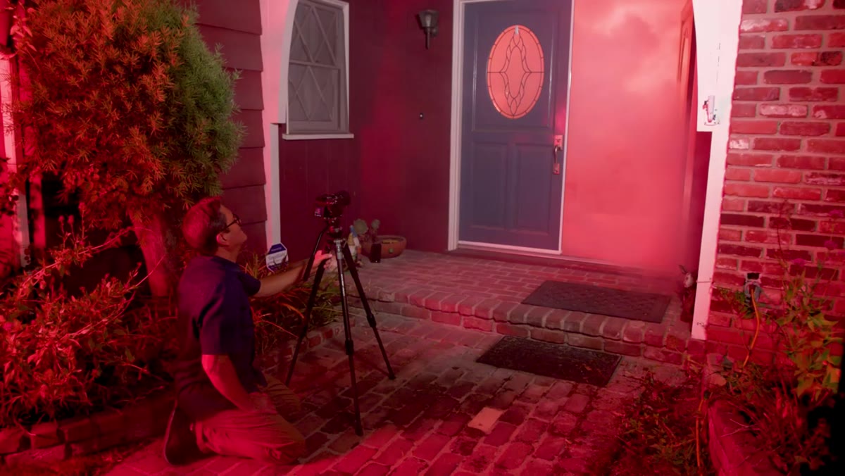Smoke drifting through the fire-effect light beam