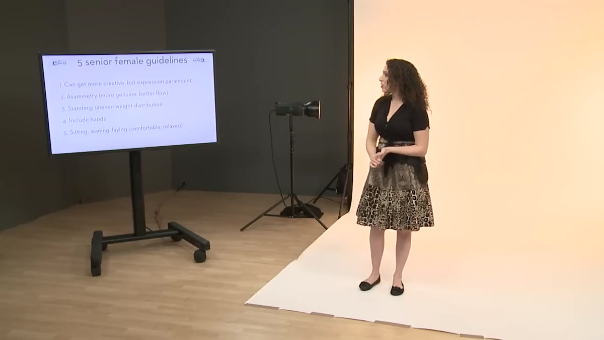Lindsay discussing hand placement framing the face and body