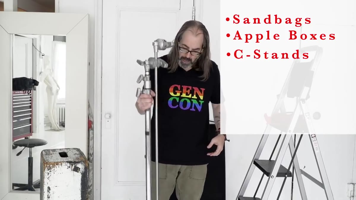 C-stand with arm and knuckle assembled in studio