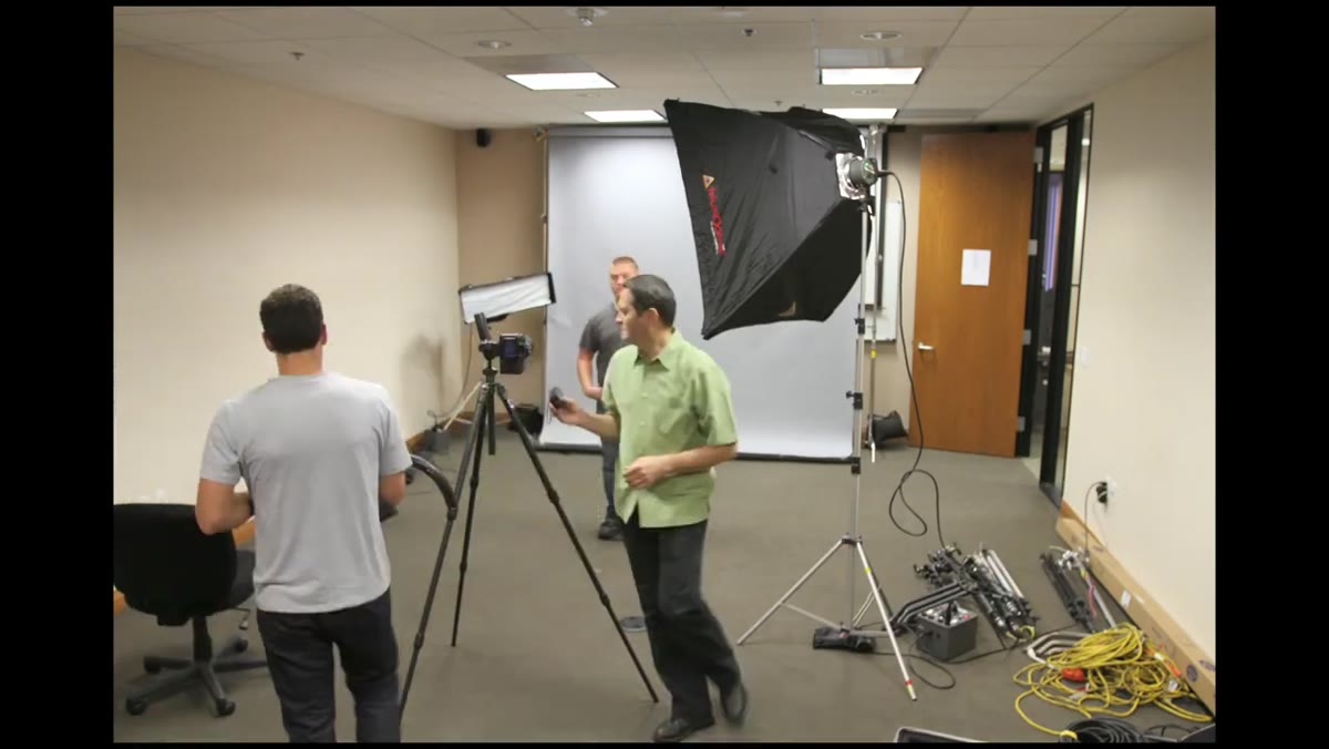 Large softbox with grid positioned as key light
