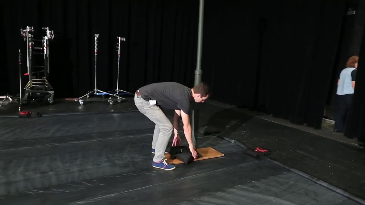 Rosco Hazer unit running in studio, haze visible in air around set