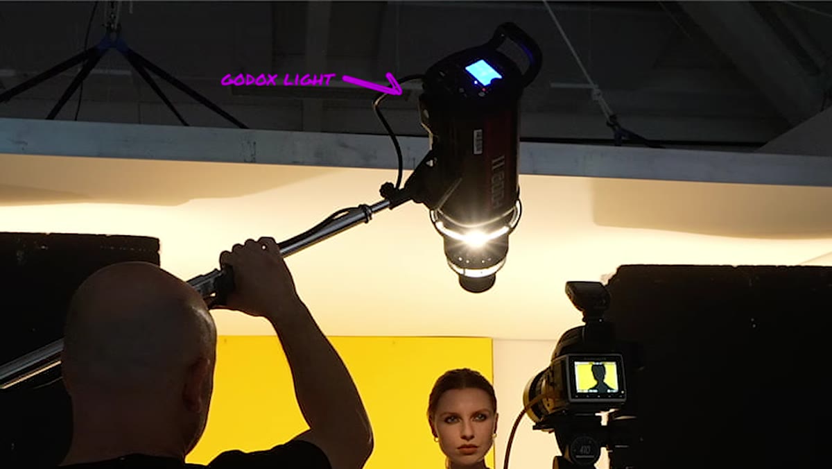 Hard defined light patch on model&rsquo;s face from projection attachment