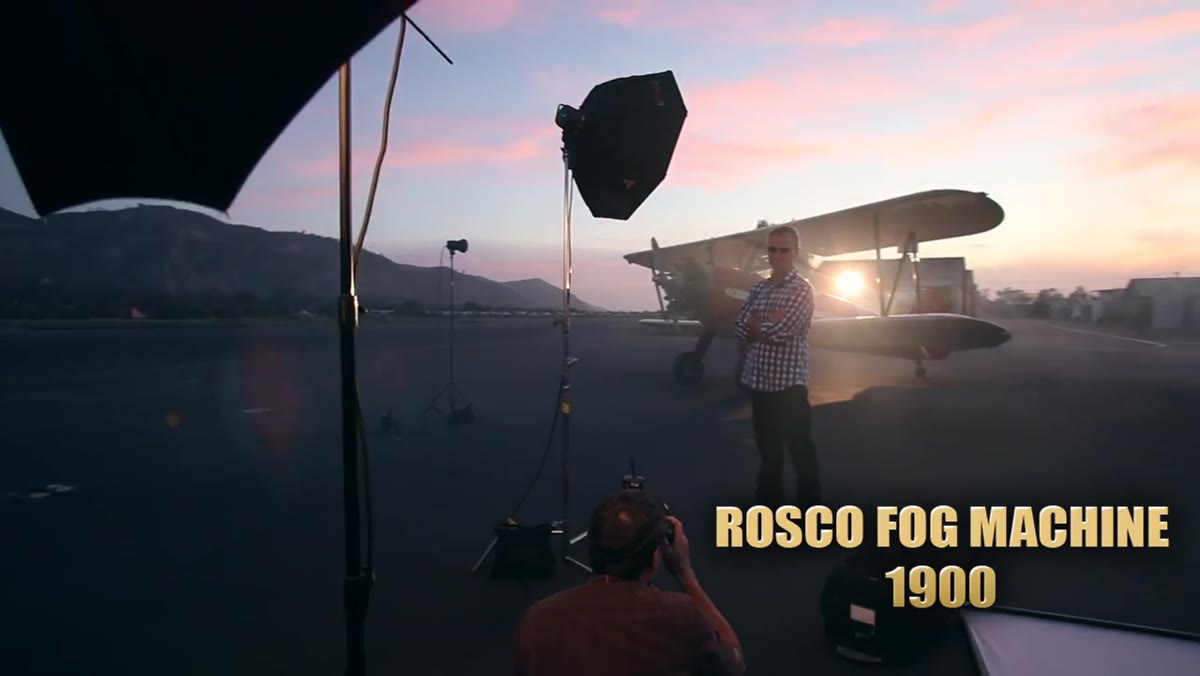 Rosco smoke machine adding haze behind the airplane