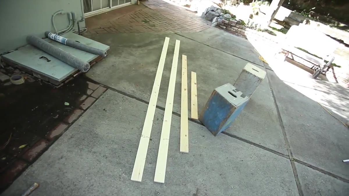 Cutting and assembling one-by-four lumber into a rectangular frame