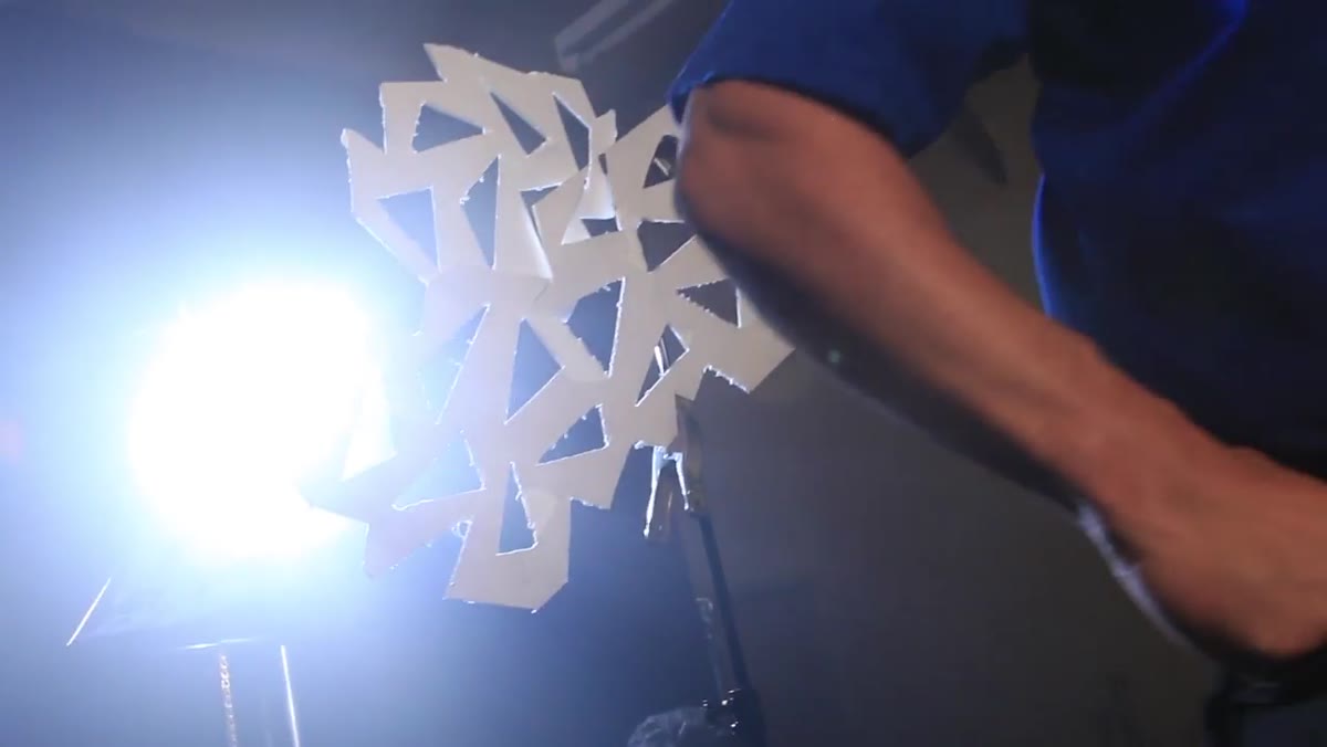 Foam core being cut to create light-shaping cookie