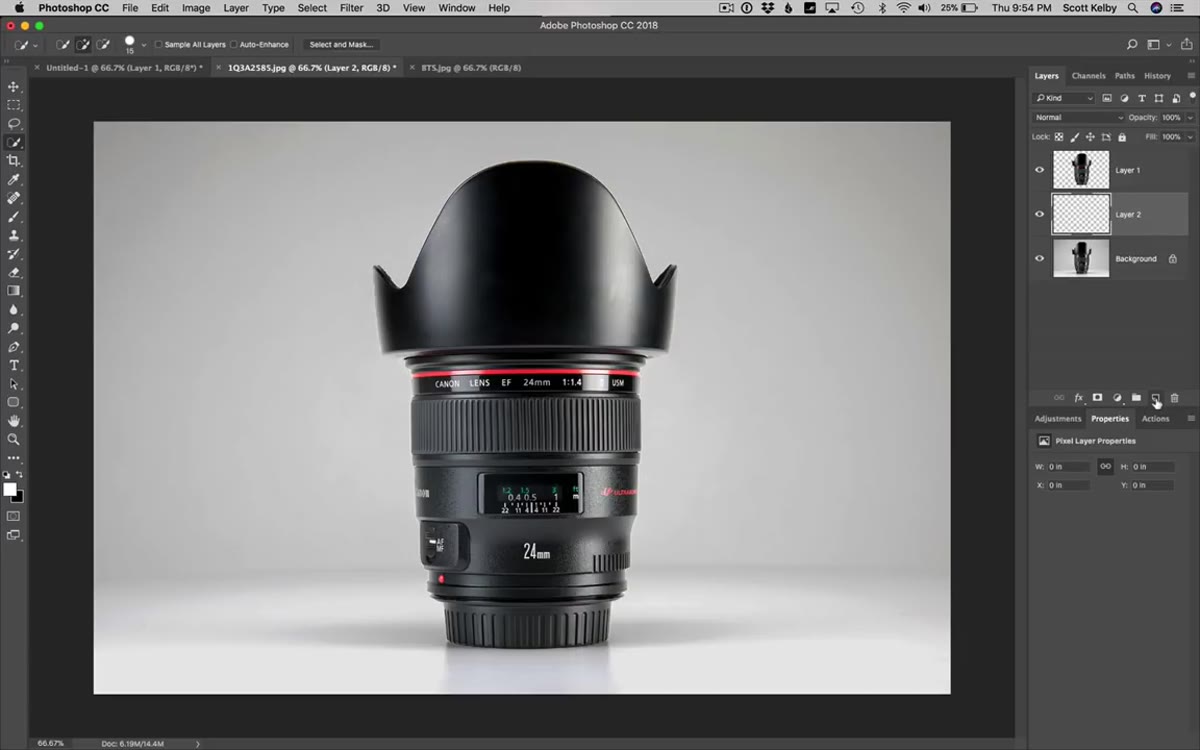 New blank layer created below the subject layer
