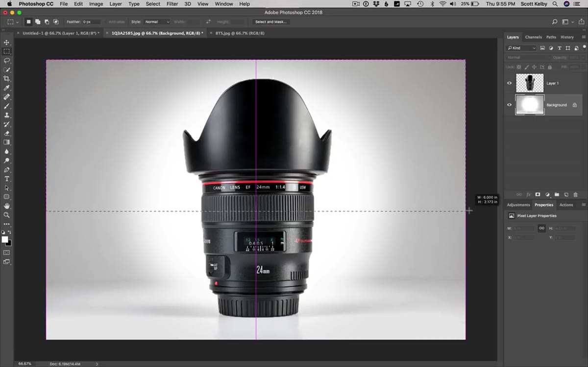 Rectangular marquee selecting top half of background layer