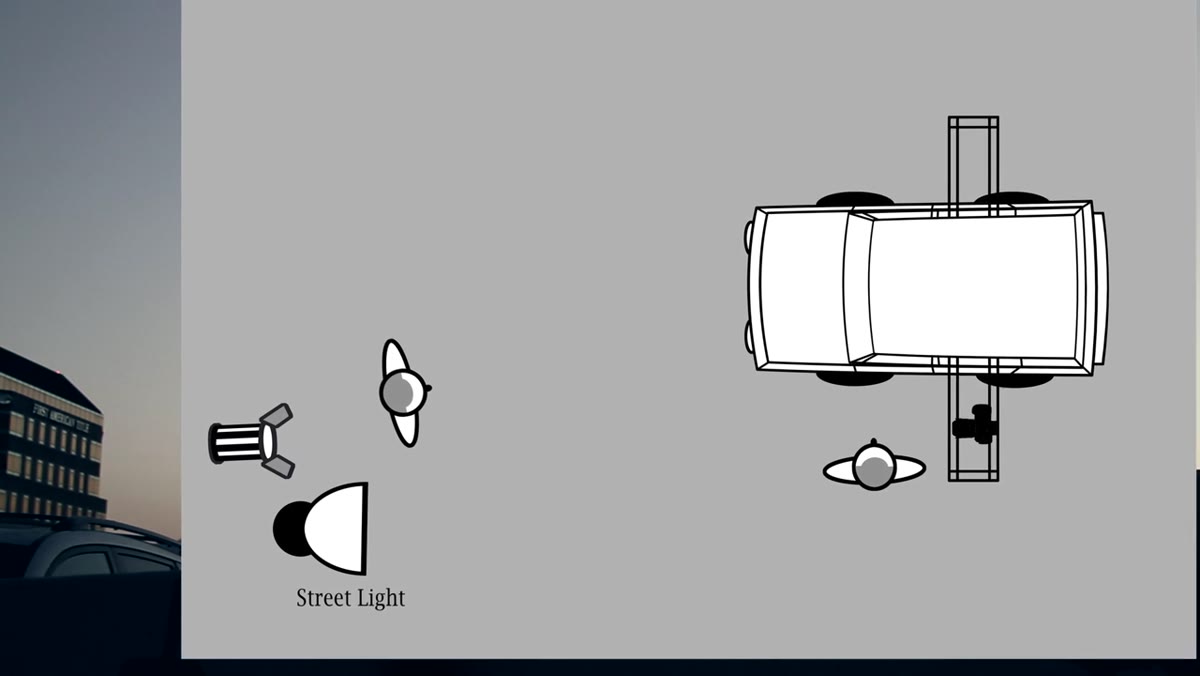 2K light positioned high to imitate an overhead streetlight