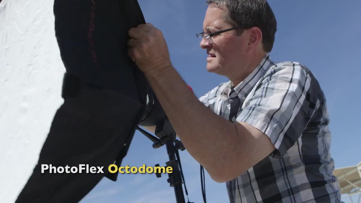 Small octodome positioned on fighter pilot Josh Moffett