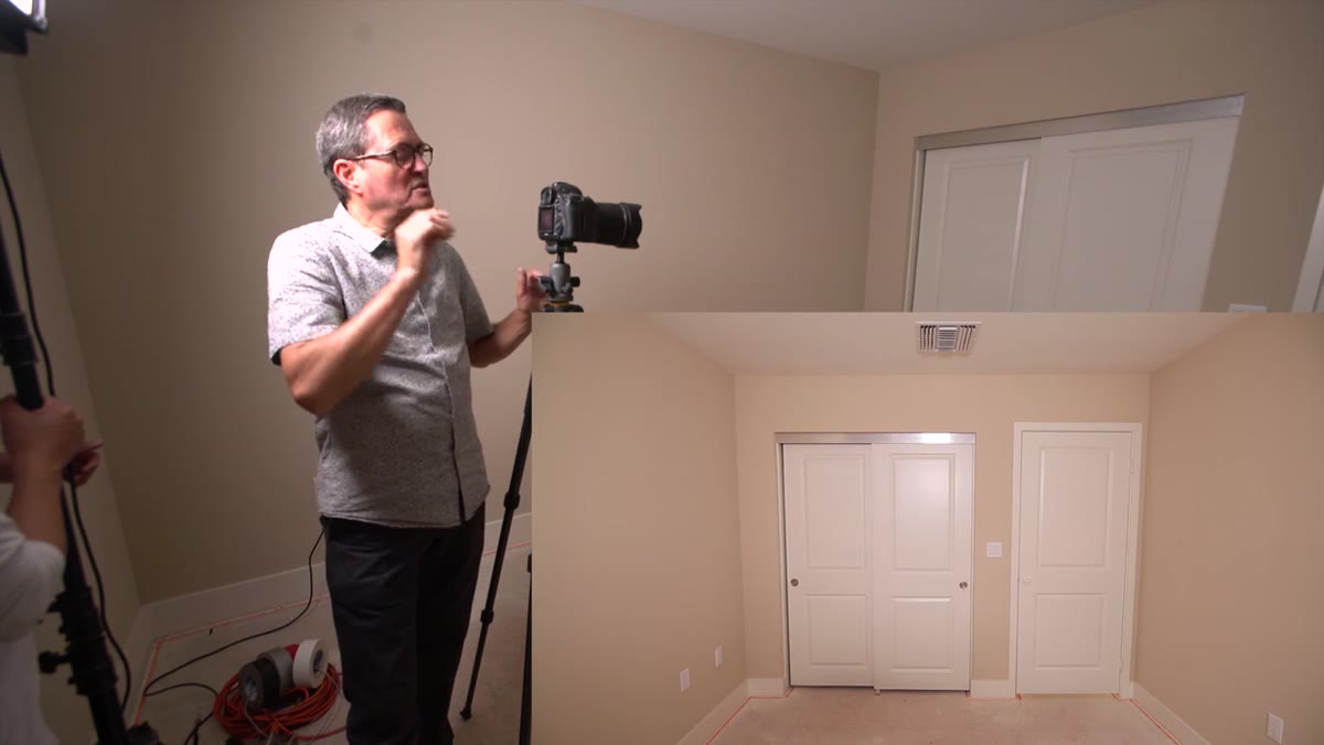Camera angle shift showing wall contrast change
