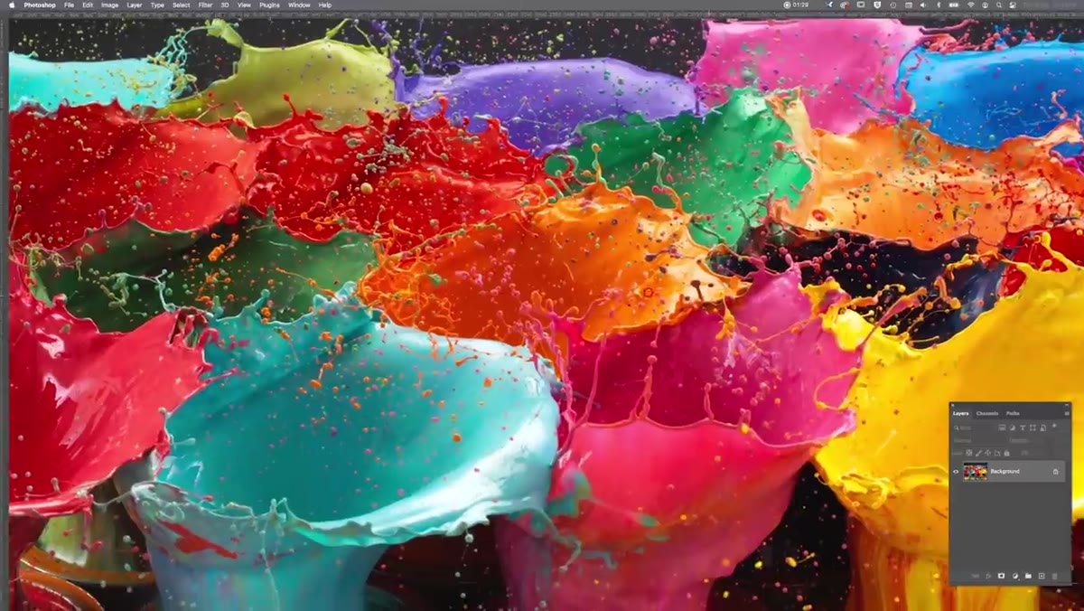 Super-fast flash duration text over the final paint explosion image