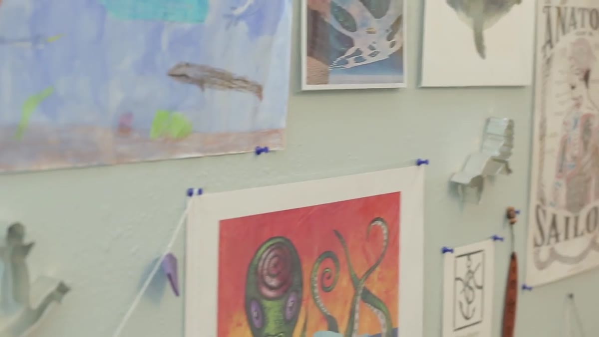 Alexa shows her nautical artwork wall and explains its purpose