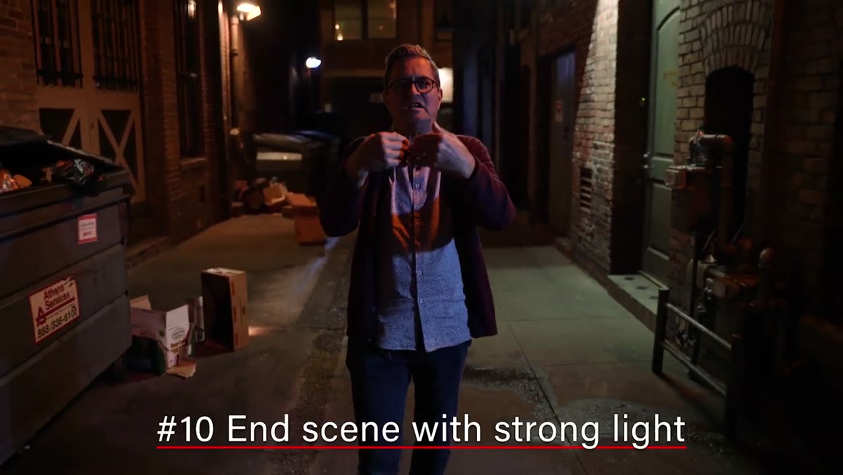 Characters reaching final position in stronger, more directional light