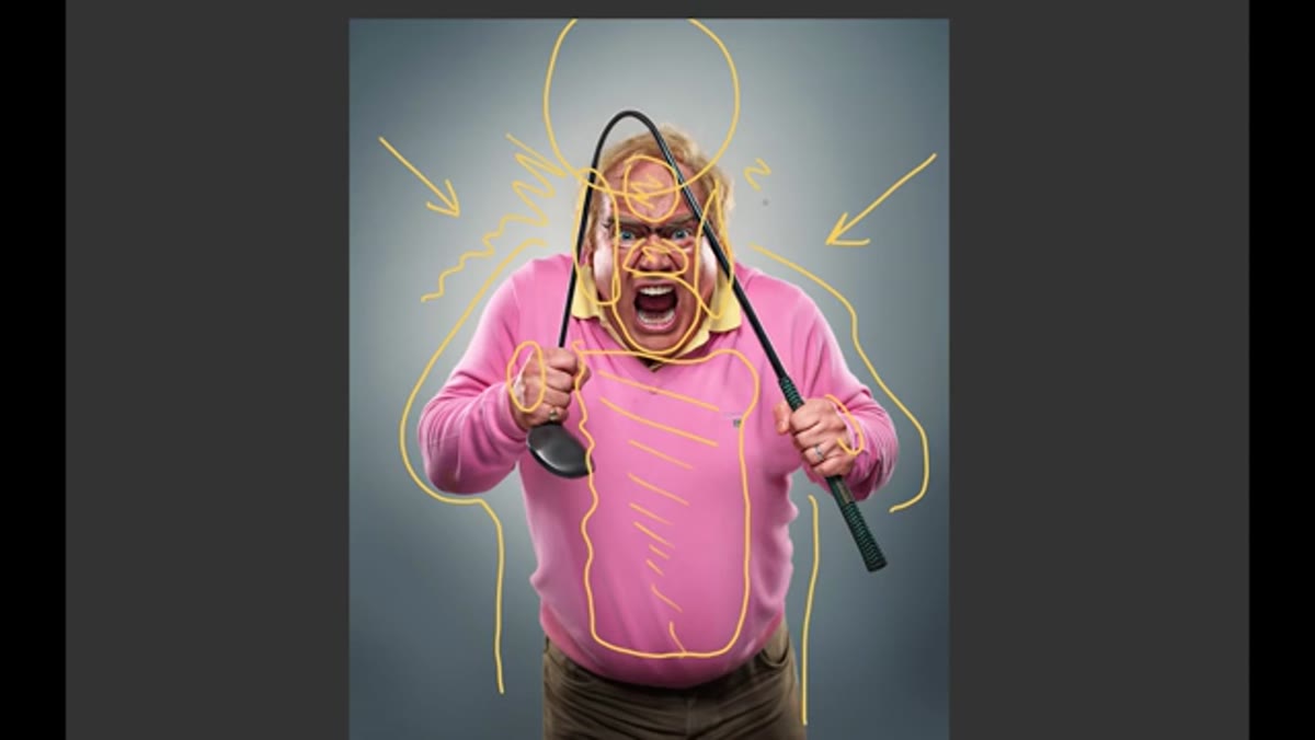 Glow visible around the subject&rsquo;s head and shoulders from the background light