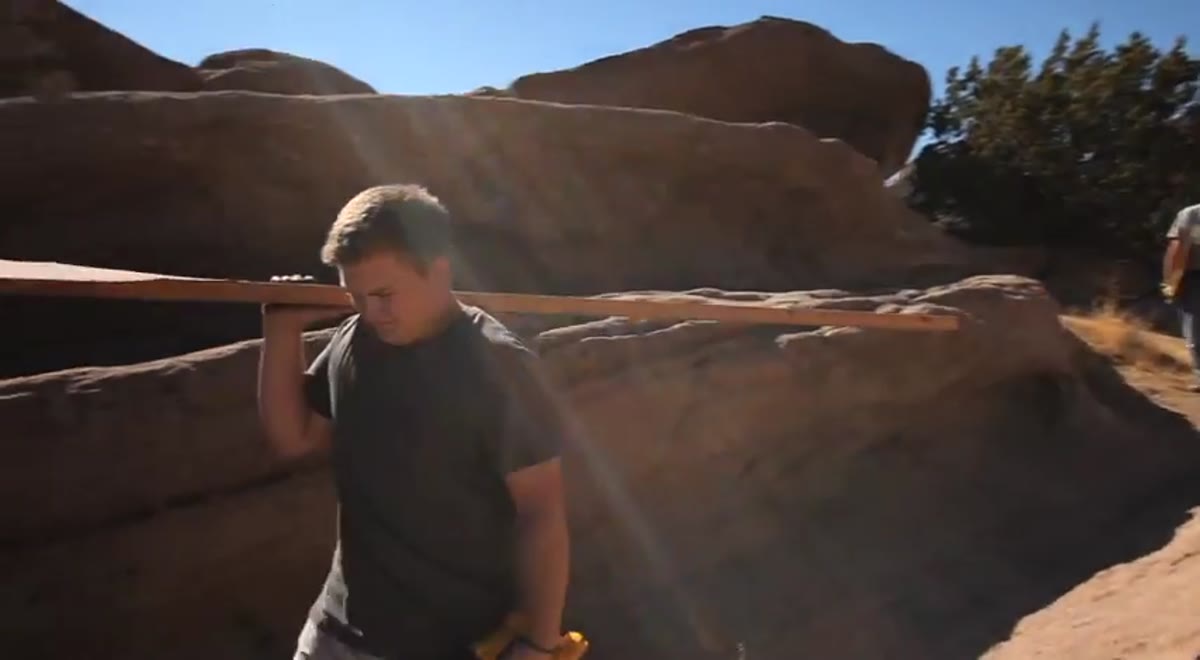Photographer at Vasquez Rocks during afternoon light