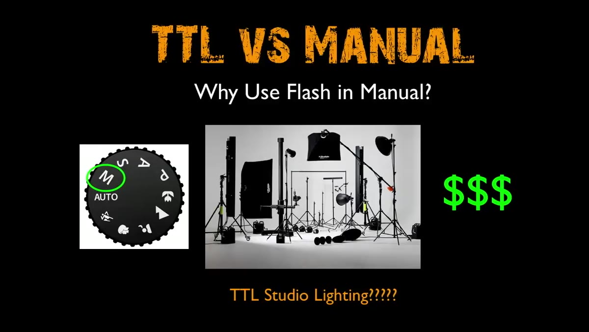 Instructor comparing costs of TTL versus manual flash systems
