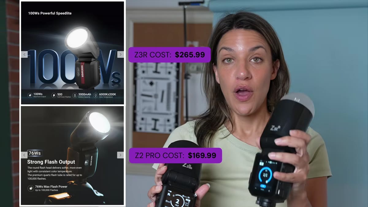Chelsea holding Z2 Pro and Z3R side by side
