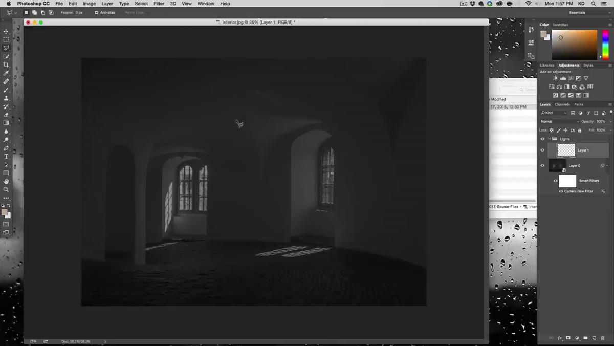 Polygon Lasso Tool drawing a triangular light beam shape