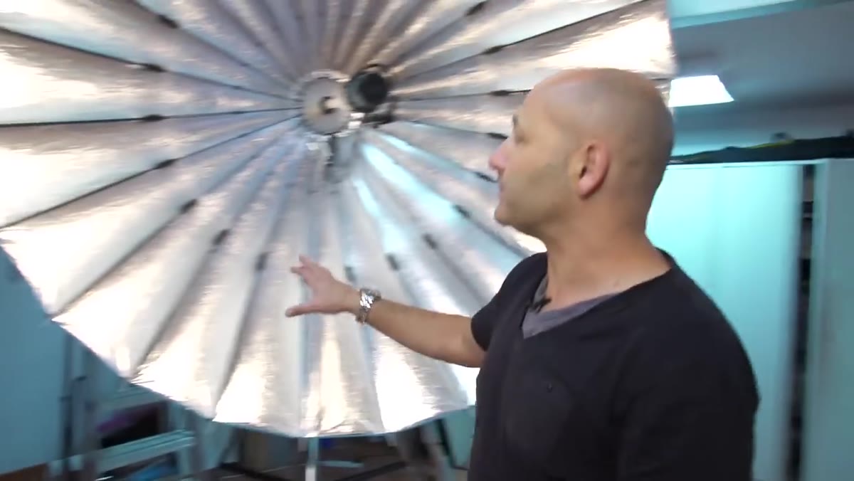 Parabolic modifier shown from front, then rotated to reveal depth