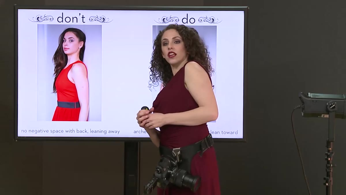 Subject leaning away from camera, body language closed and apprehensive