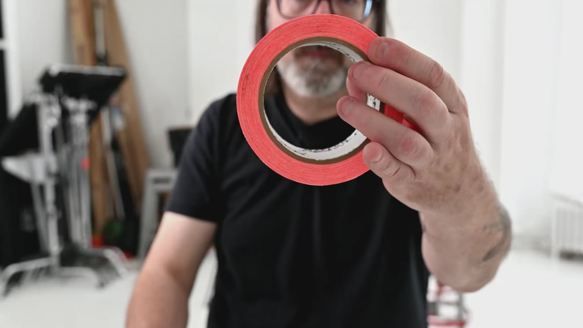 Multiple rolls of tape including gaffer and paper tape on a shelf