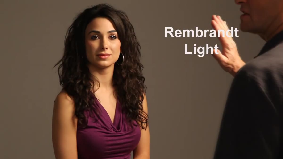 Single softbox positioned camera-right, triangle shadow on subject&rsquo;s cheek