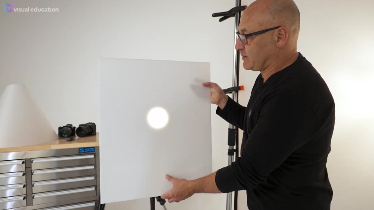 Light moved away from acrylic sheeting showing gradation roll-off
