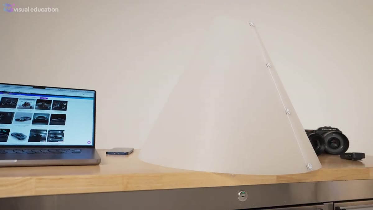 Light cone demonstrated with product placed inside for 360 coverage
