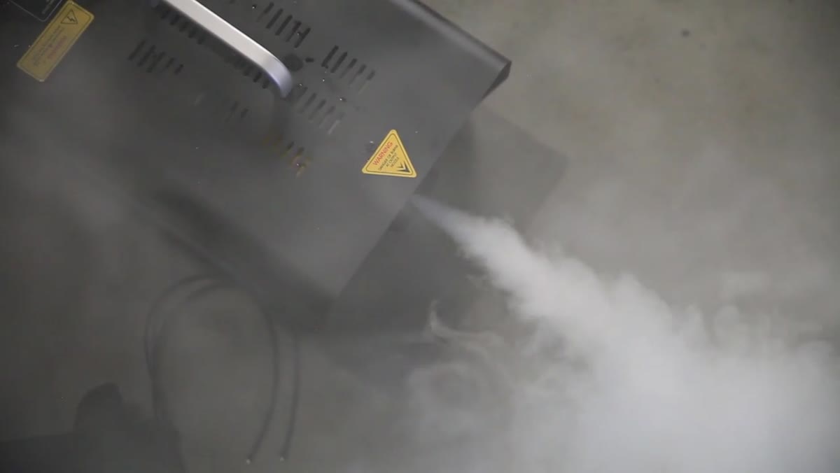 Smoke machine filling set; rim light catching the haze
