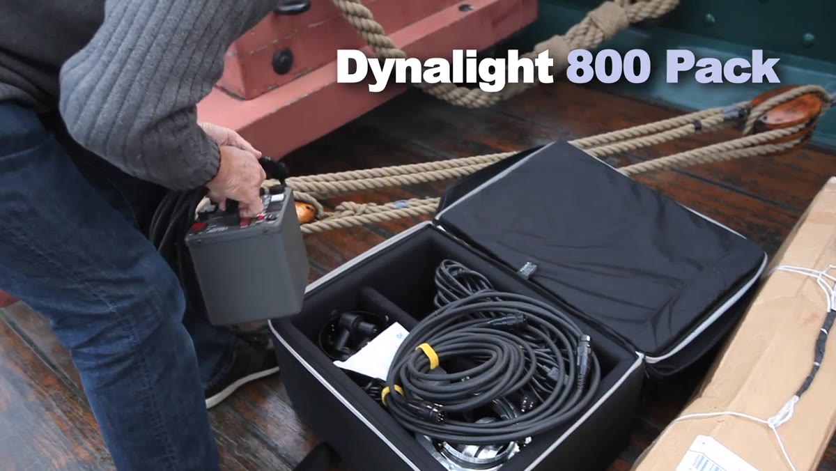 D-lite strobe head with travel reflector, no softbox, camera left