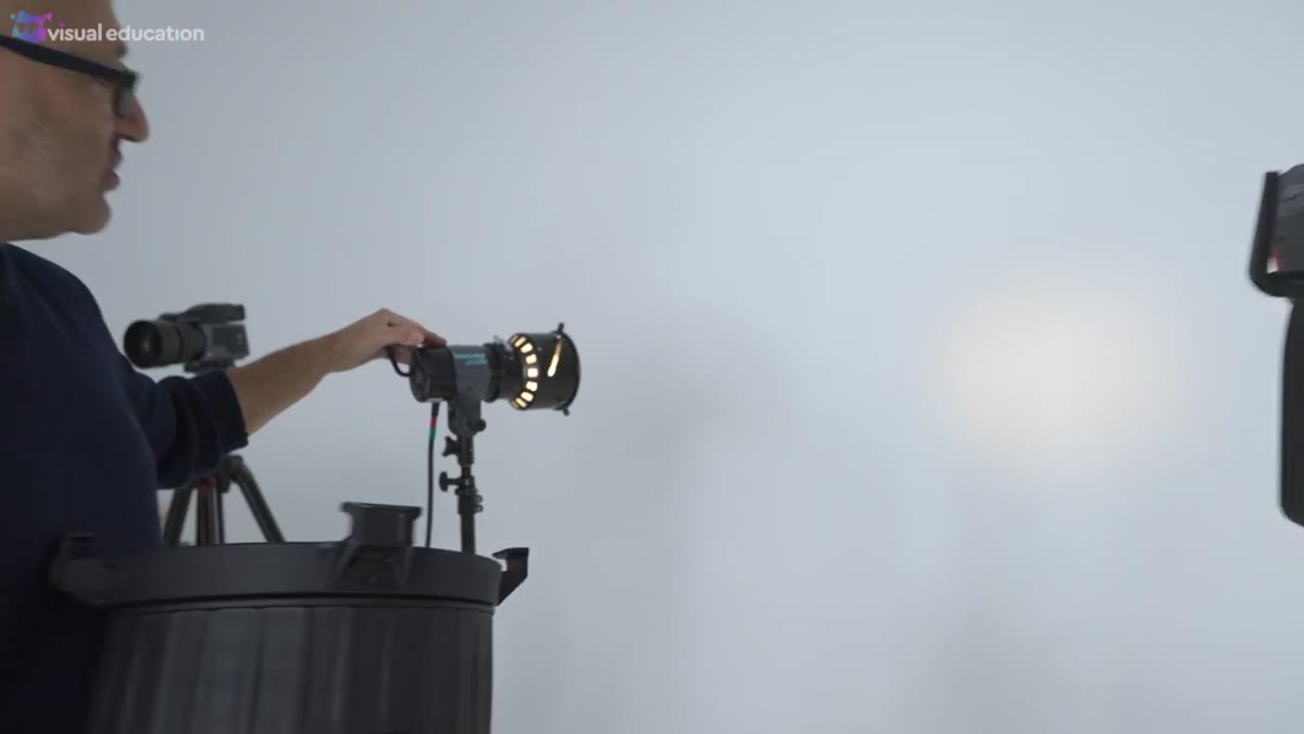 Small Fresnel mounted on continuous LED product light