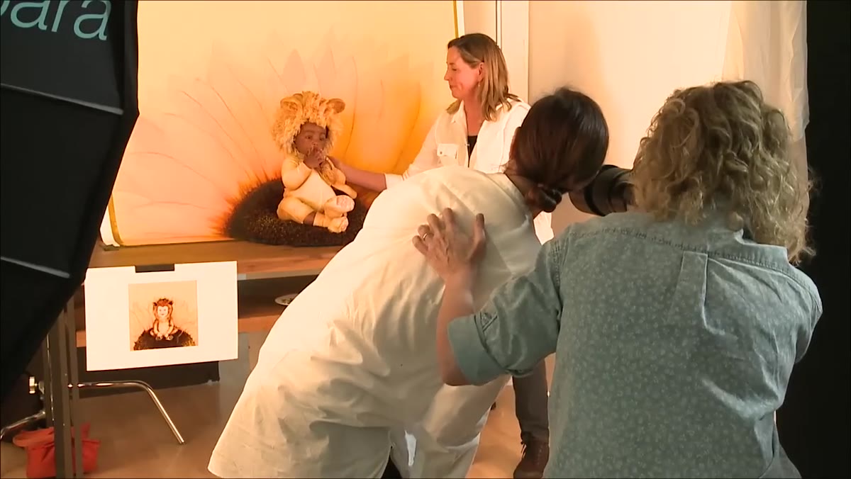 Infant on set producing a natural spontaneous expression