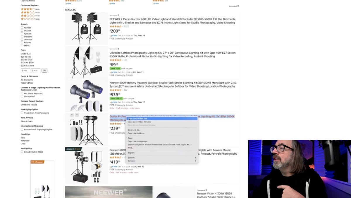 Multiple Amazon tabs open comparing flash kit options