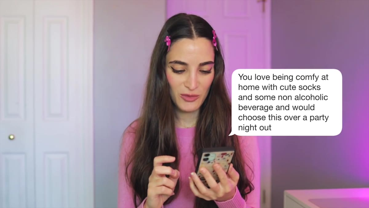 Jessica describing her preference for staying home over going out
