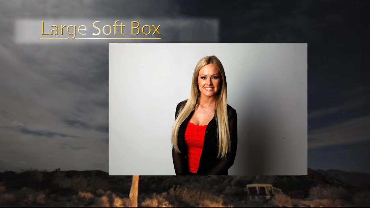 Portrait comparison showing large softbox with soft shadow on wall