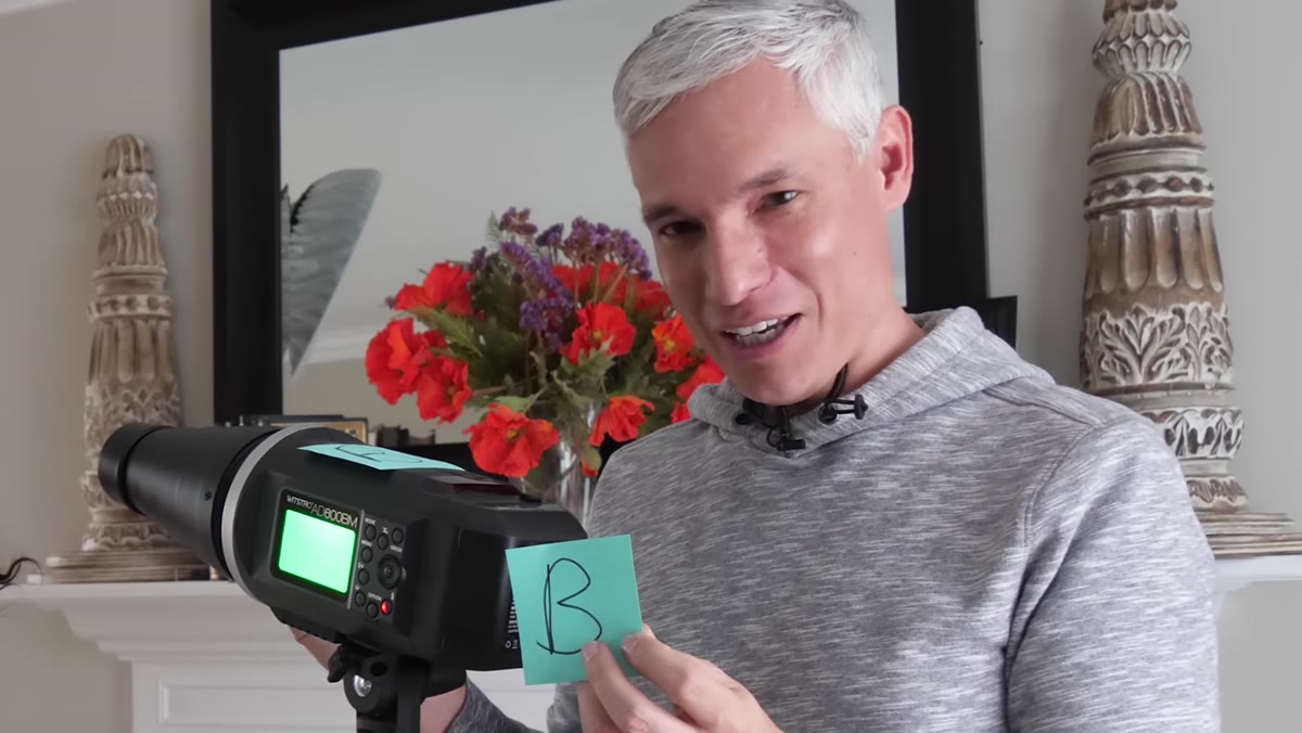 Post-it notes on light stands marking each unit as B or C channel